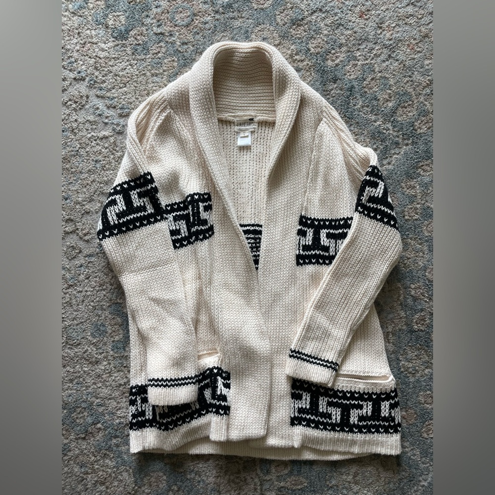 La Hearts Cream and Black Patterned Cardigan